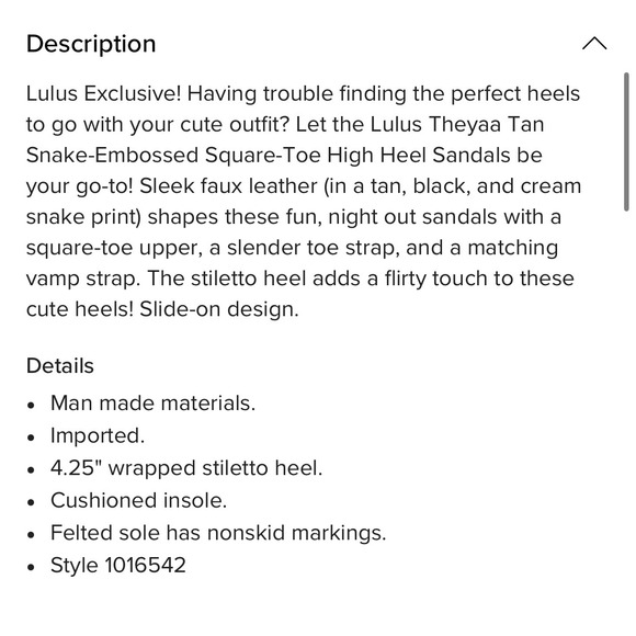 Lulus Theyaa Tan Snake-Embossed Square-Toe High Heel Sandals Size 9‎ - Picture 4 of 8